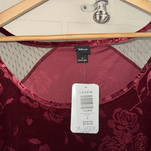 Torrid Minnie Mouse velvet dress red floral rose cold shoulder size 5x 28 NEW - Picture 3 of 6